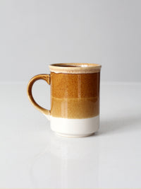 vintage 1970s brown tan and cream ceramic coffee mug