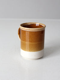 vintage 1970s brown tan and cream ceramic coffee mug