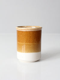 vintage 1970s brown tan and cream ceramic coffee mug