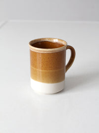 vintage 1970s brown tan and cream ceramic coffee mug