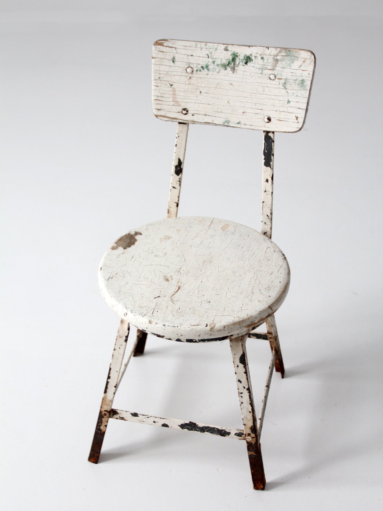 vintage child's wood and metal school chair