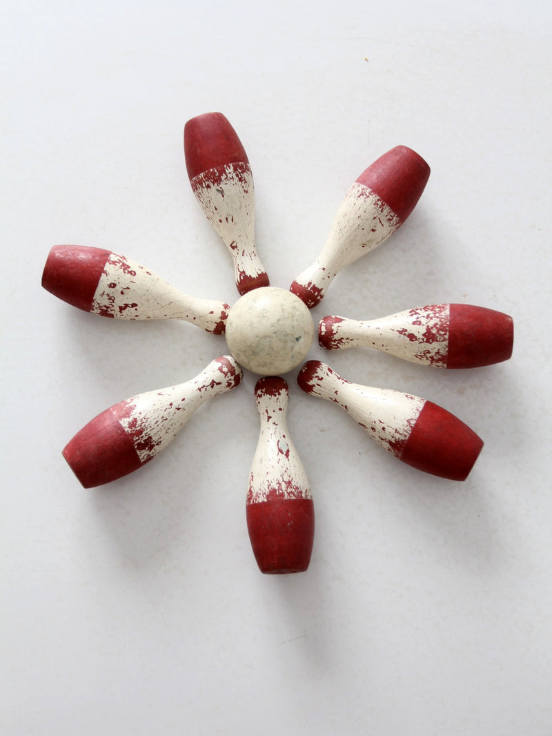 antique tabletop bowling game set