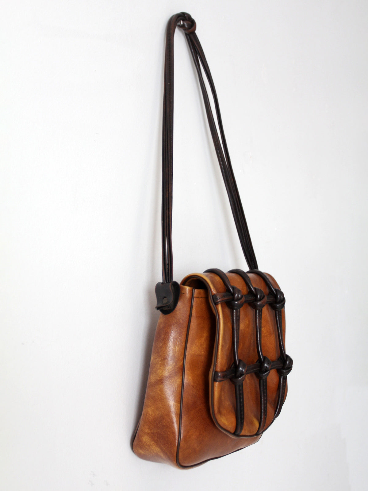 vintage sculptural faux leather shoulder bag