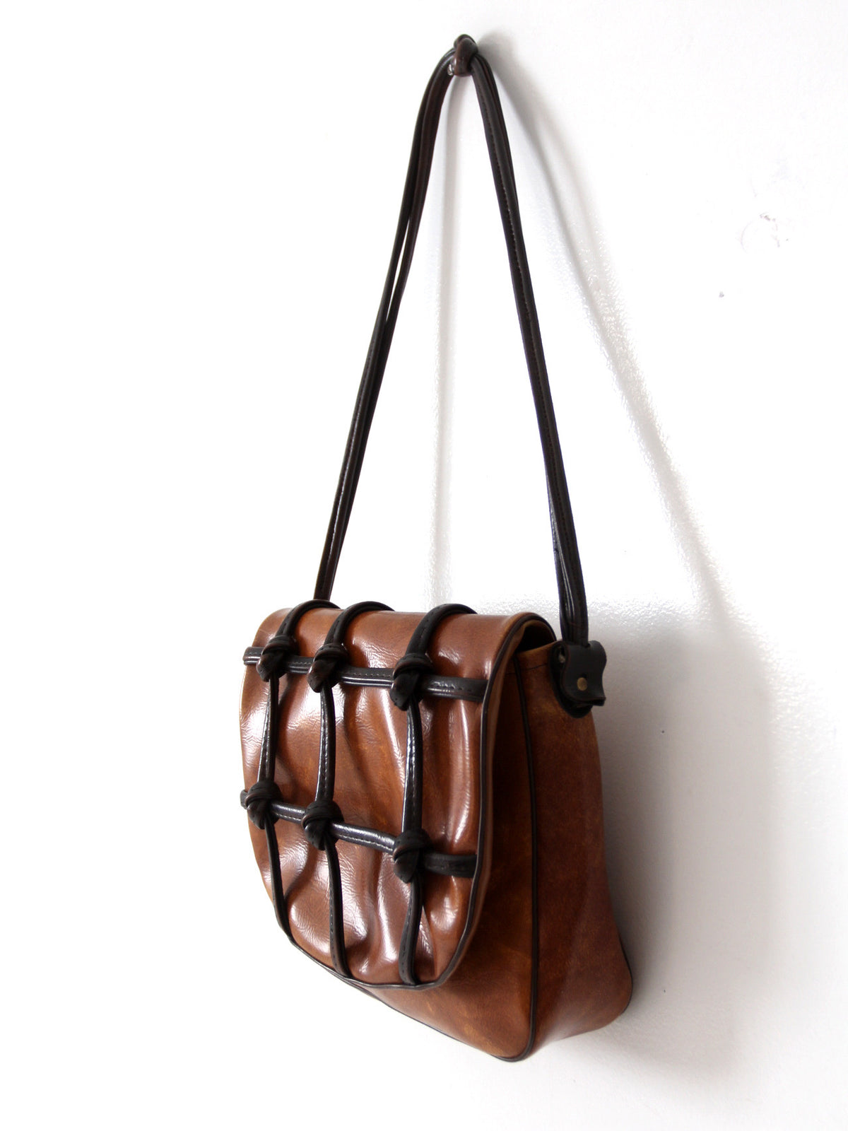 vintage sculptural faux leather shoulder bag