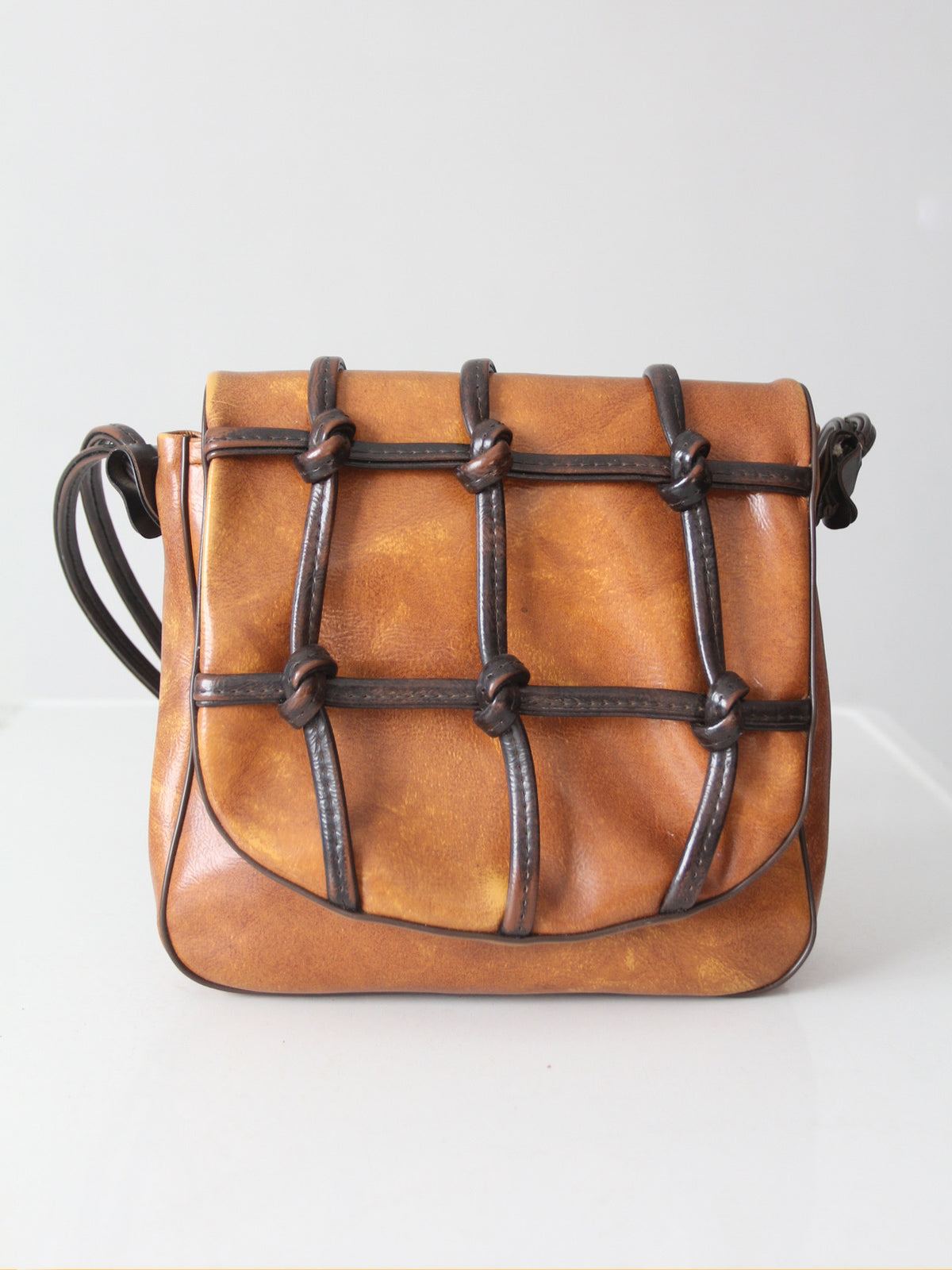 vintage sculptural faux leather shoulder bag