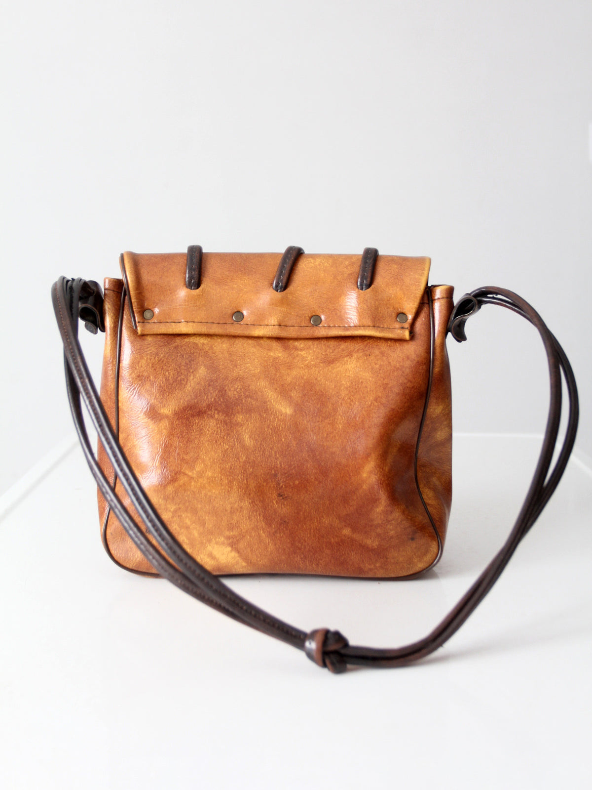 vintage sculptural faux leather shoulder bag