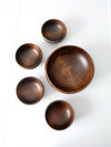 mid-century wood serving bowl set