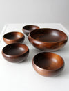 mid-century wood serving bowl set