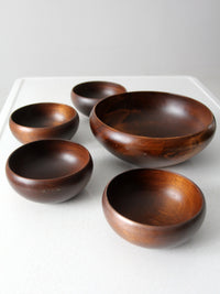 mid-century wood serving bowl set
