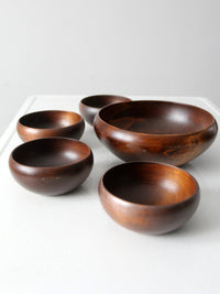 mid-century wood serving bowl set