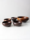 mid-century wood serving bowl set