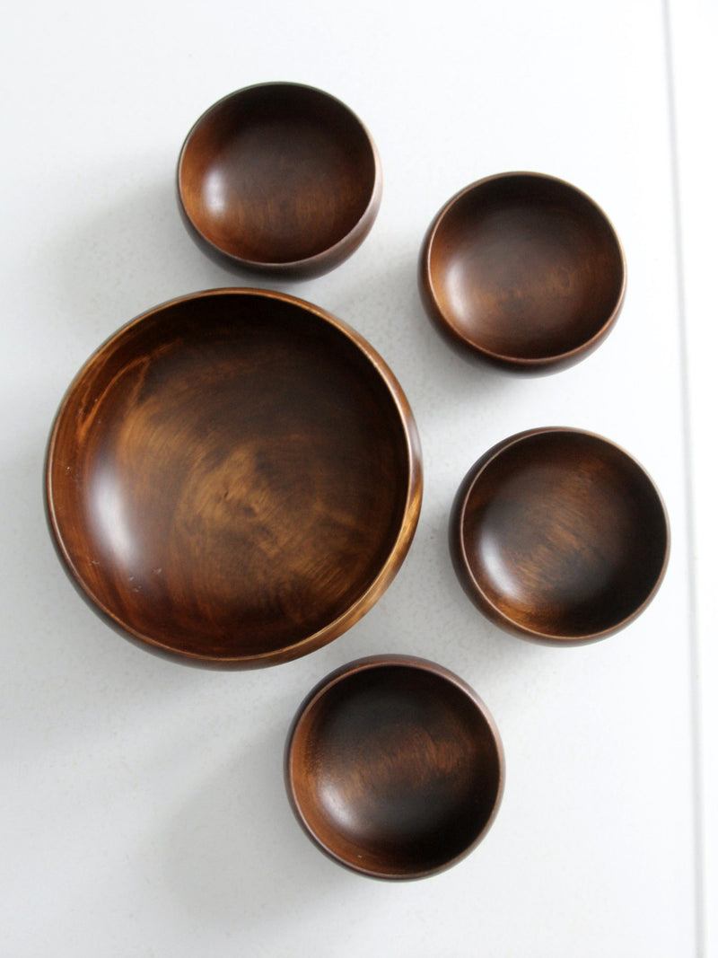 mid-century wood serving bowl set