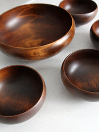 mid-century wood serving bowl set