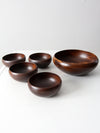 mid-century wood serving bowl set