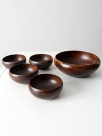 mid-century wood serving bowl set