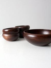 mid-century wood serving bowl set