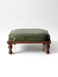mid-century Colonial Revival footstool with green cushion
