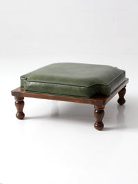 mid-century Colonial Revival footstool with green cushion