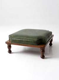 mid-century Colonial Revival footstool with green cushion