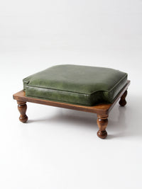 mid-century Colonial Revival footstool with green cushion