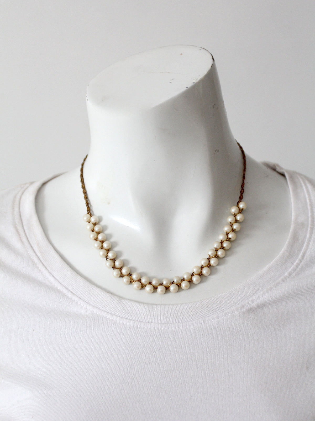 mid-century faux pearl and gold-tone necklace