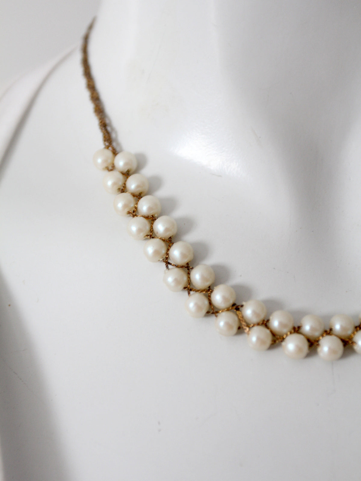 mid-century faux pearl and gold-tone necklace