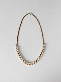 mid-century faux pearl and gold-tone necklace