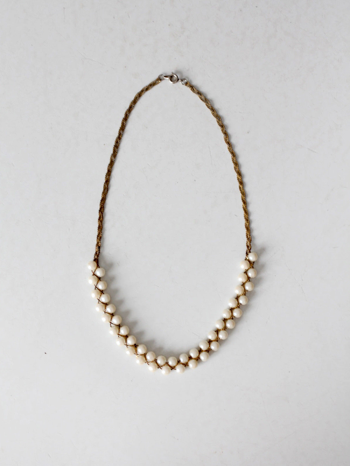 mid-century faux pearl and gold-tone necklace