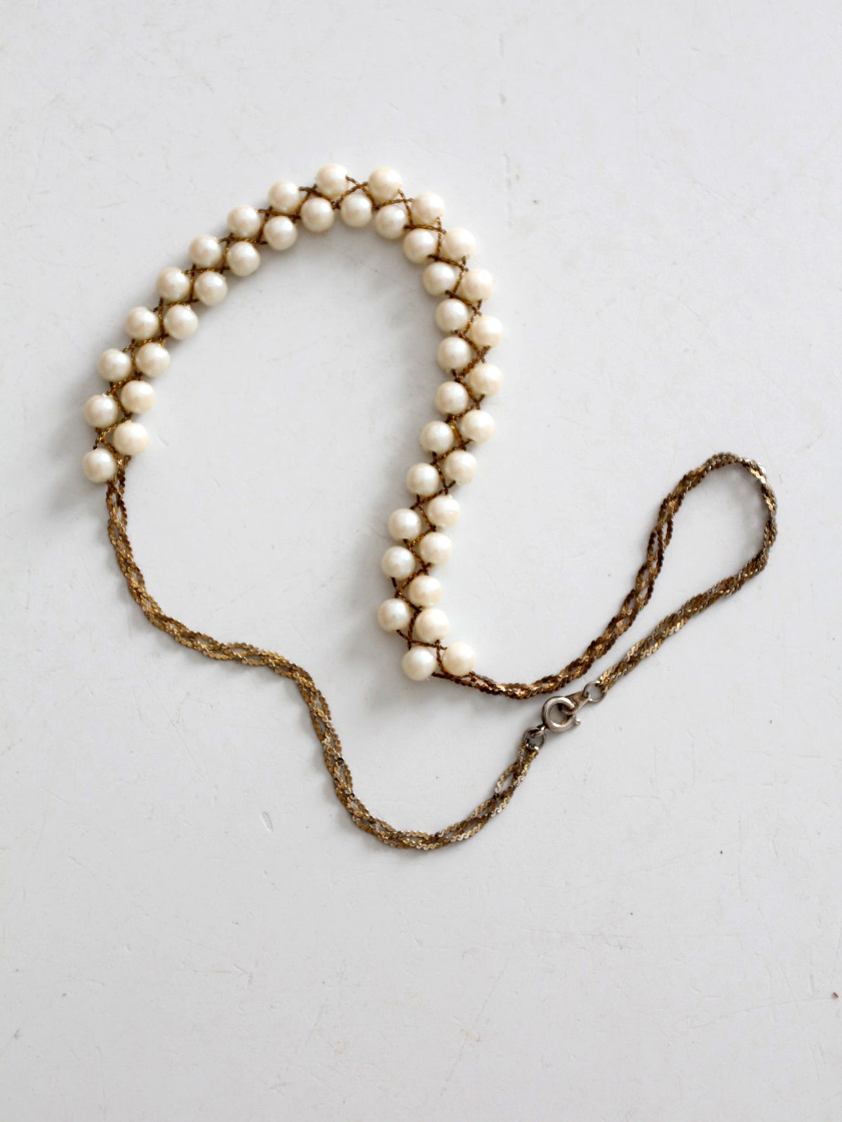 mid-century faux pearl and gold-tone necklace