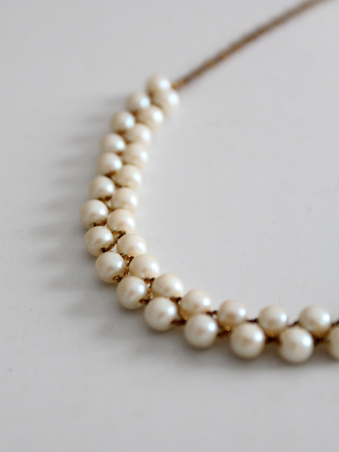 mid-century faux pearl and gold-tone necklace