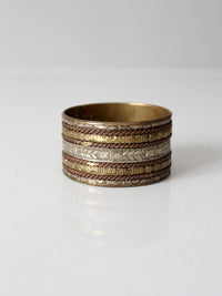 vintage mixed metal engraved bangle