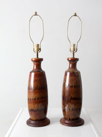 mid century pottery lamps pair