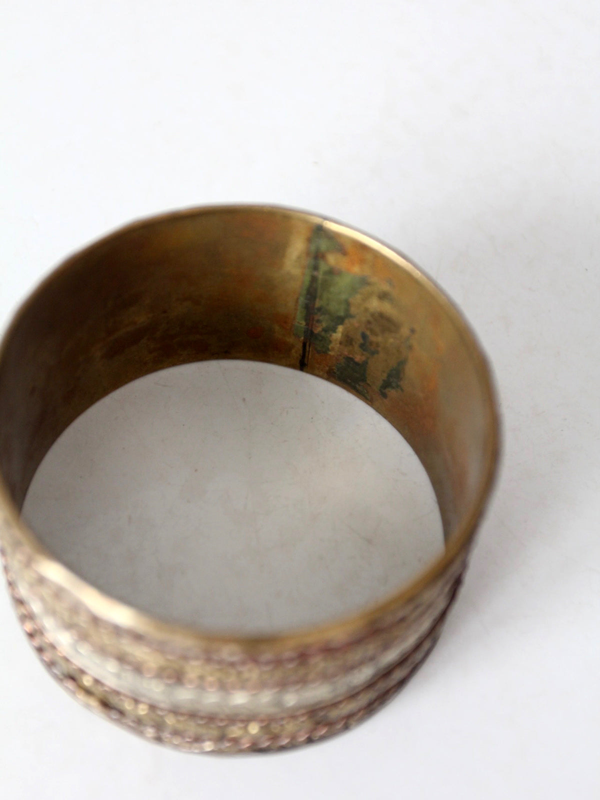 vintage mixed metal engraved bangle