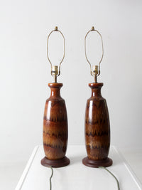 mid century pottery lamps pair