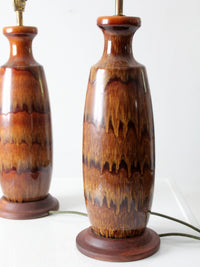 mid century pottery lamps pair