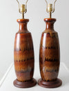 mid century pottery lamps pair