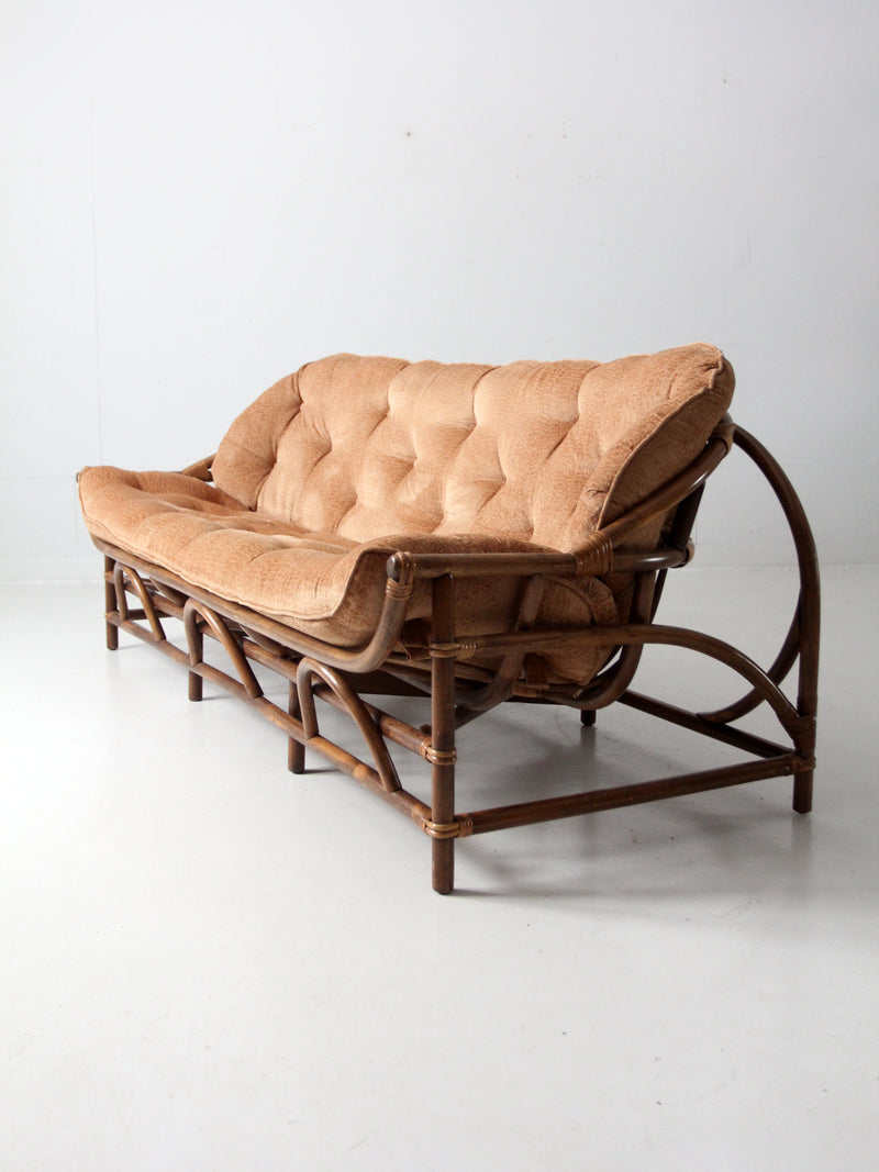 mid-century Clark Casual Furniture rattan sofa