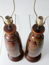 mid century pottery lamps pair