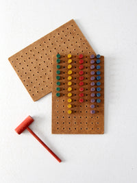 mid-century wooden peg board toy