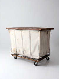 vintage Dandux industrial laundry cart with wood top
