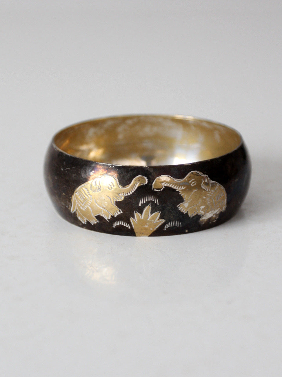 vintage 1970s mixed metal elephant bangle bracelet