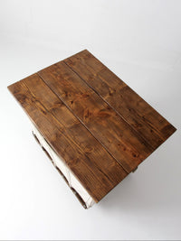 vintage Dandux industrial laundry cart with wood top