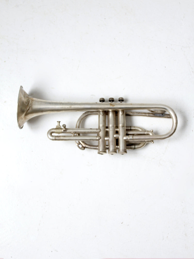 1940s Holton Collegiate silver plate trumpet with case