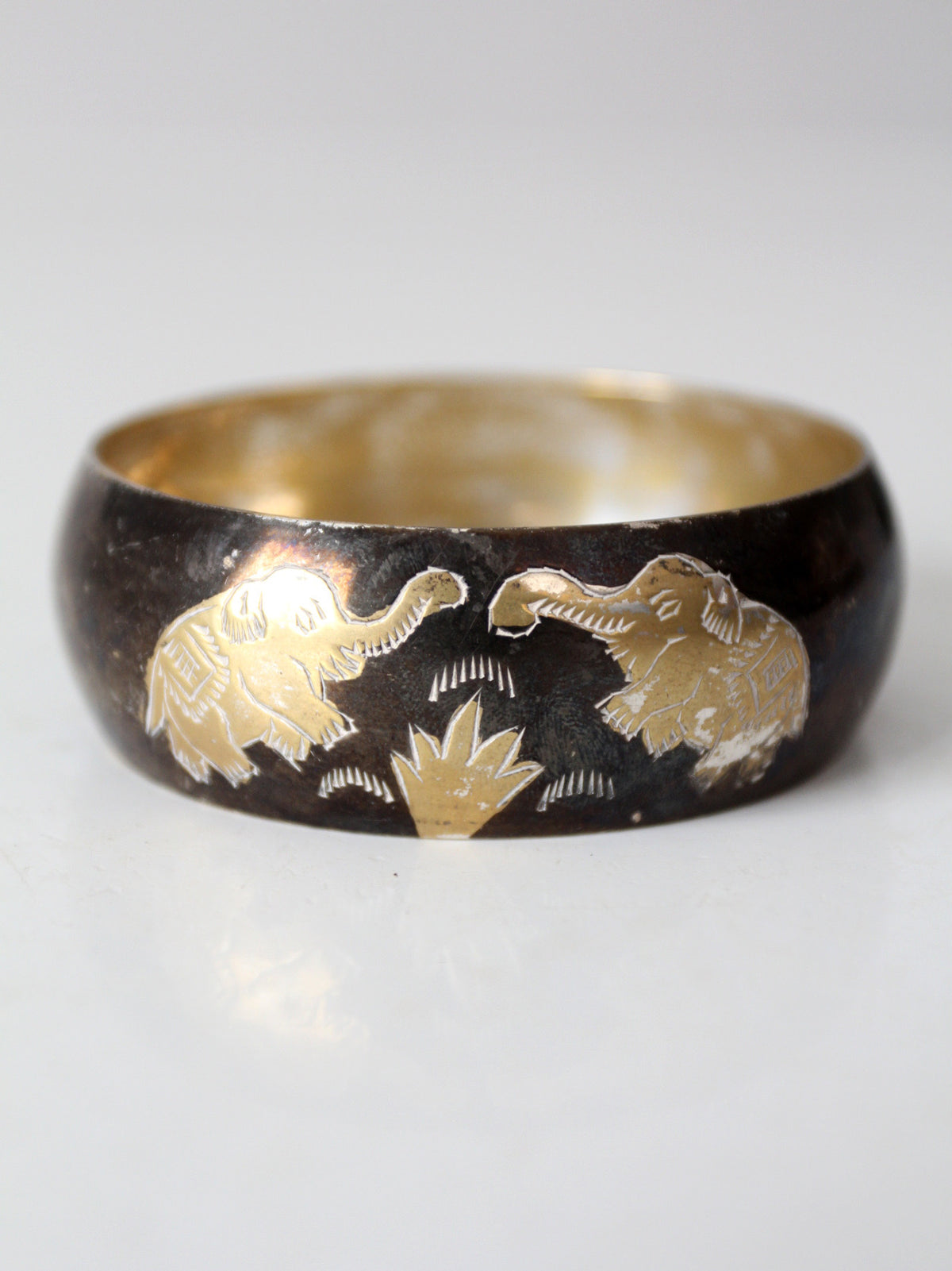 vintage 1970s mixed metal elephant bangle bracelet