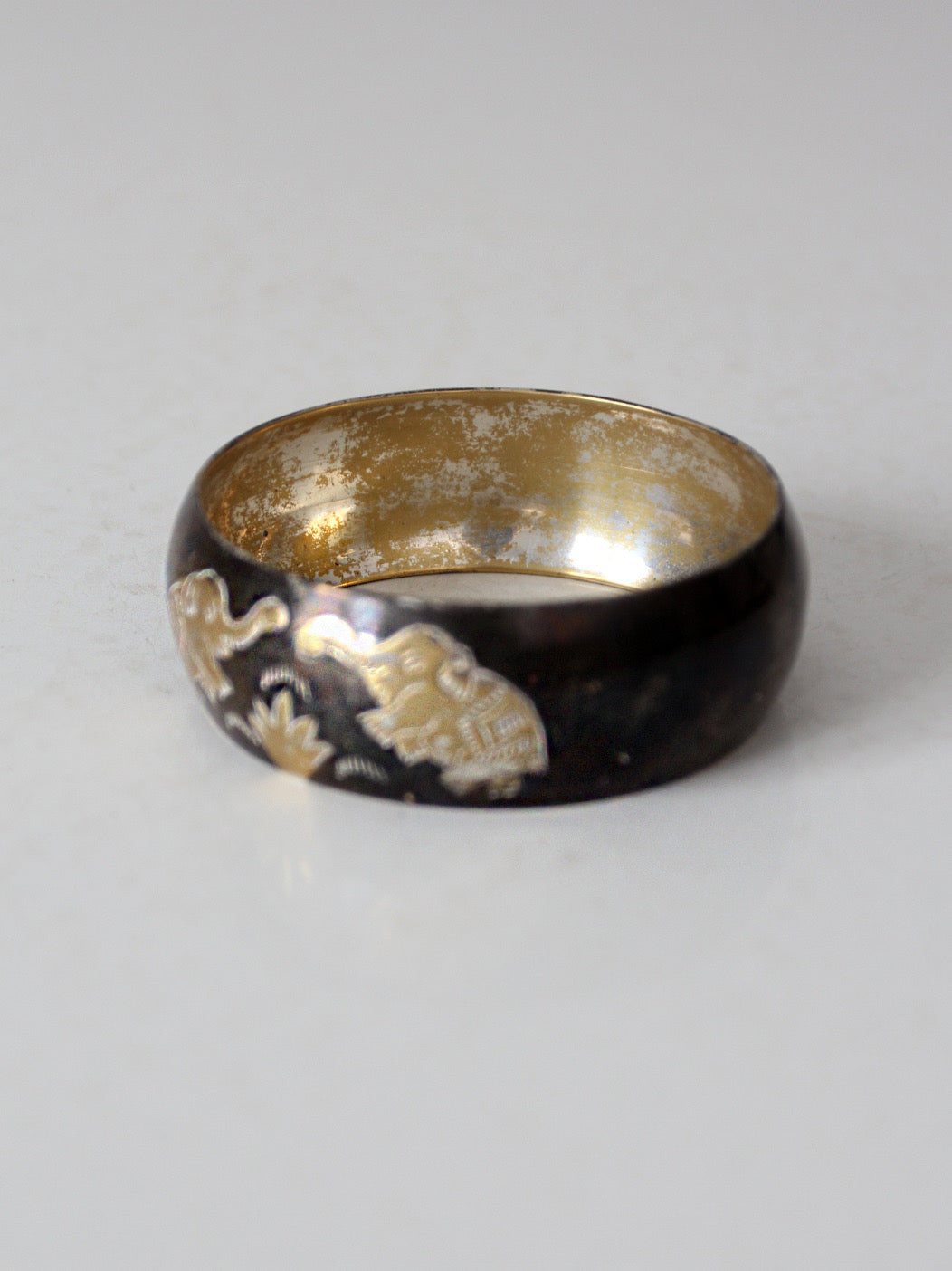 vintage 1970s mixed metal elephant bangle bracelet