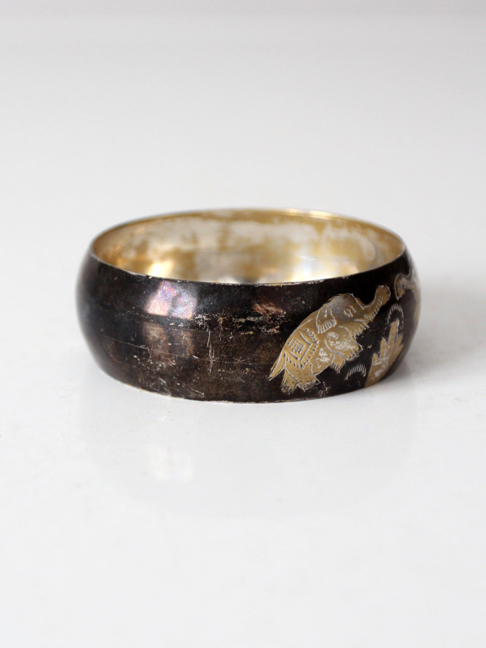 vintage 1970s mixed metal elephant bangle bracelet