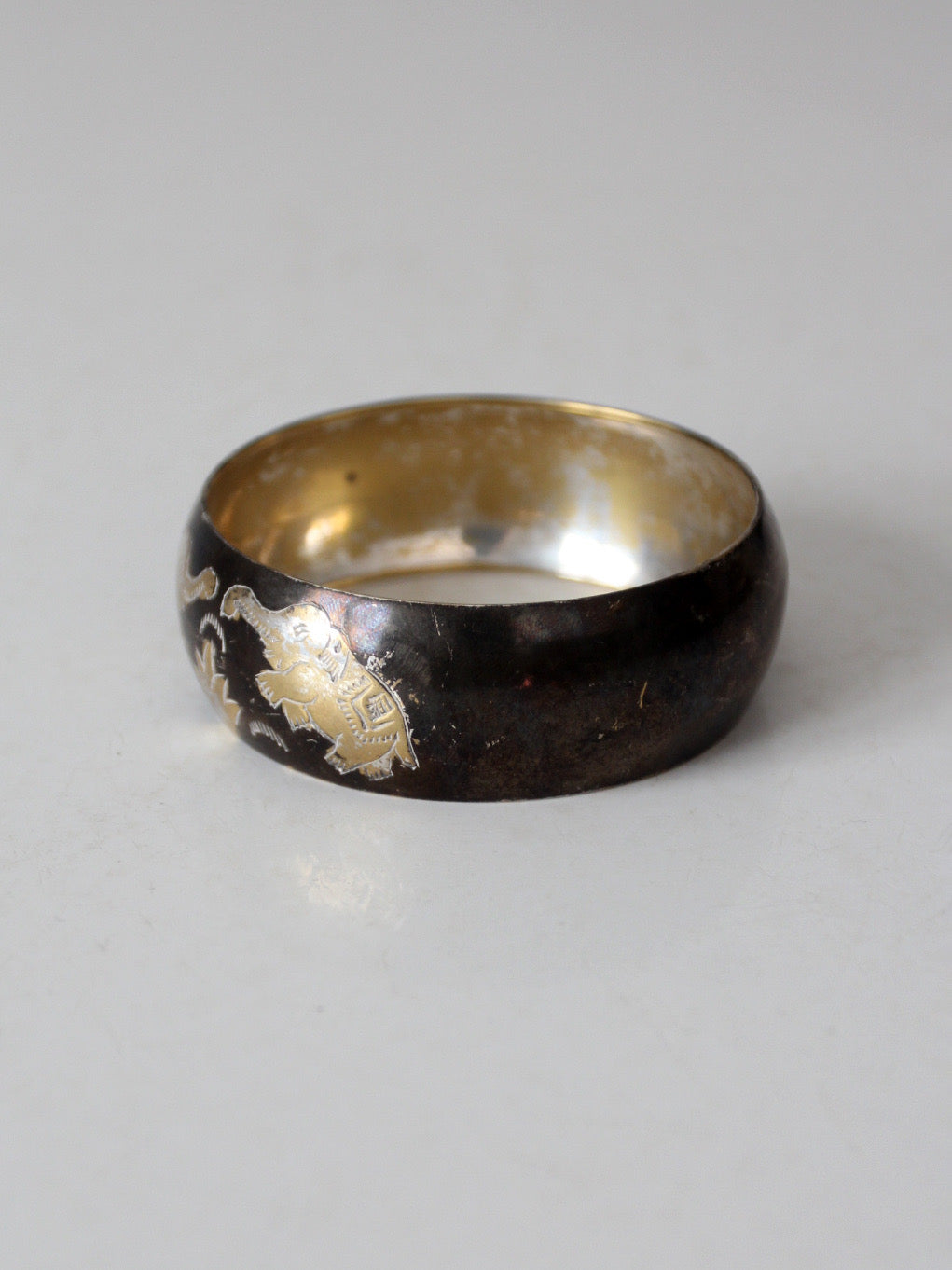 vintage 1970s mixed metal elephant bangle bracelet