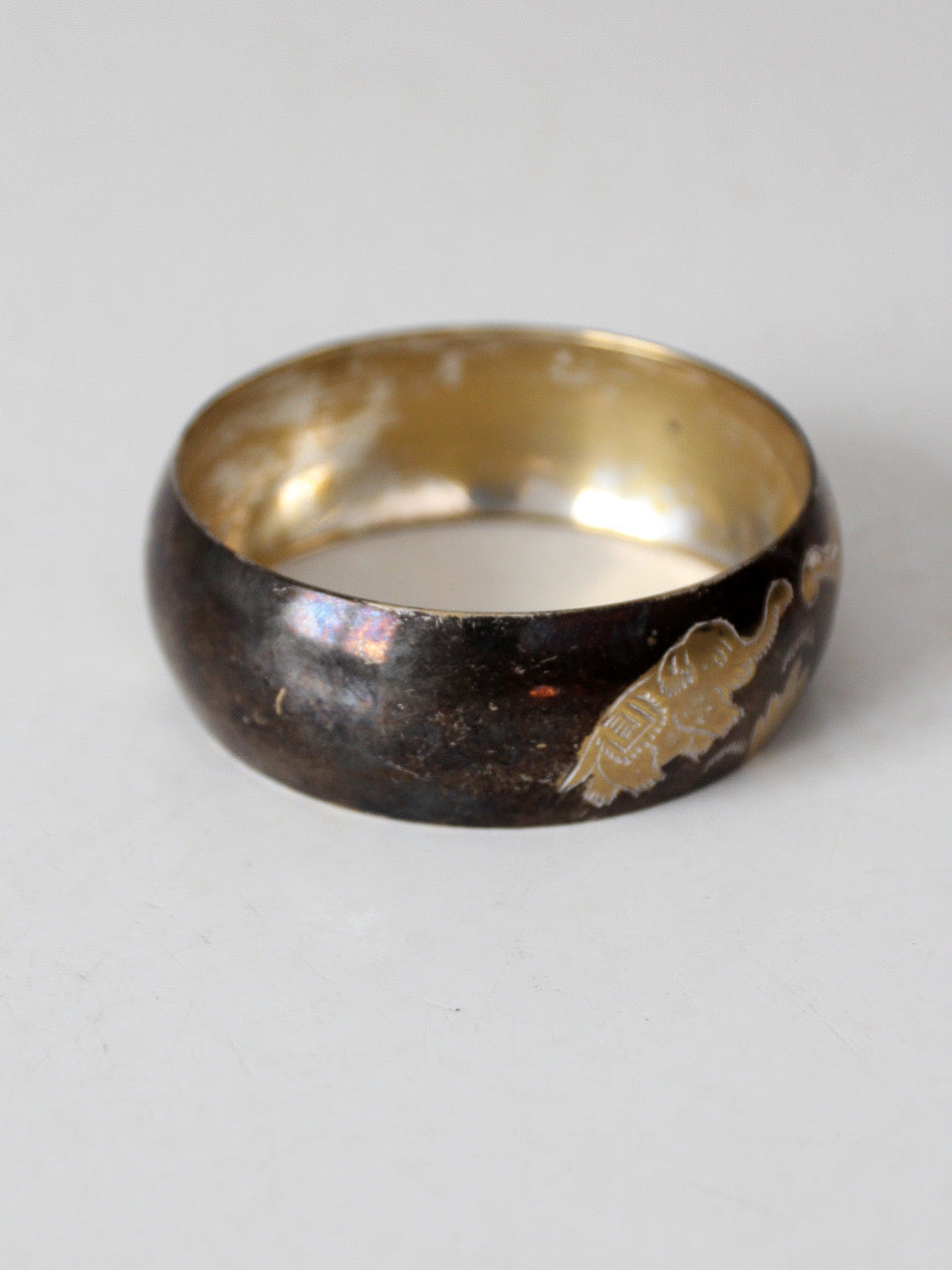 vintage 1970s mixed metal elephant bangle bracelet