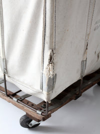 vintage Dandux industrial laundry cart with wood top