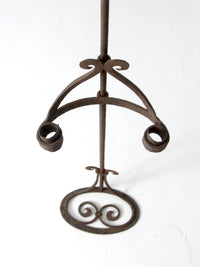 antique wrought iron floor standing candle holder